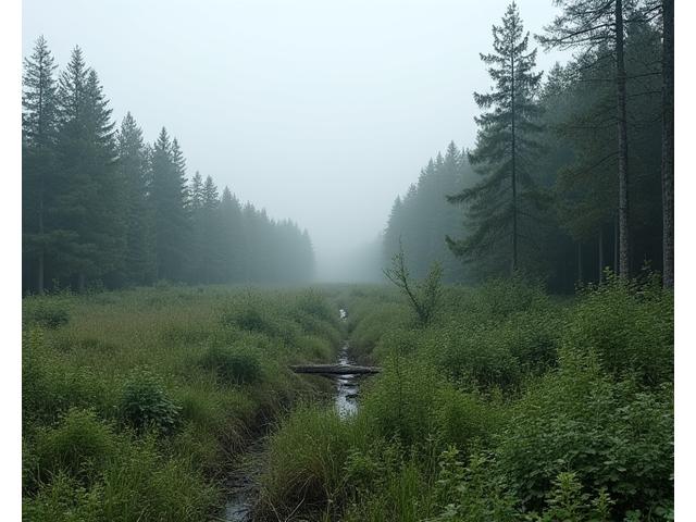 Monoculture forest edge lacking undergrowth
